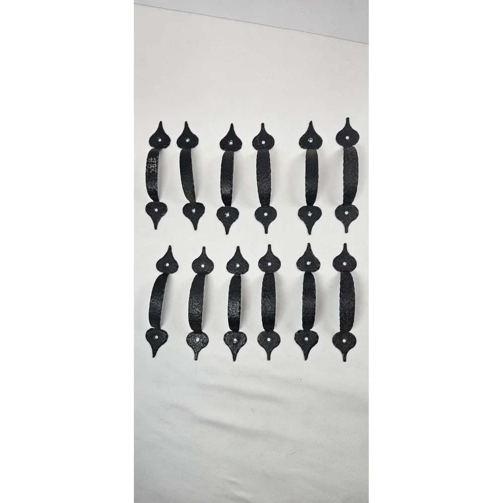 Lot of Twelve Hammered Black metal Drawer Pull Cabinet Handles